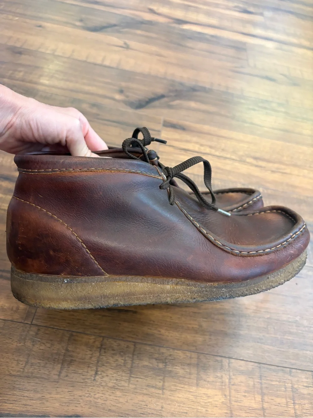 Clarks Wallabee Brown Leather Lace Up Shoes Men's Size 9 Moccasin Boots